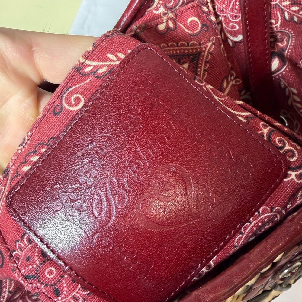 Brighton Beverly Straw Tote Handbag Stylish Woven Tote with Red Leather Accents - Picture 9 of 12